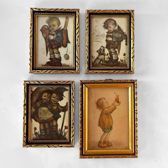 Vintage Hummel Children Framed Mini Art Prints - Picture 1 of 6